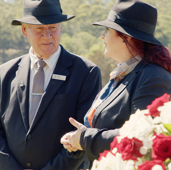 funeral directors chatting