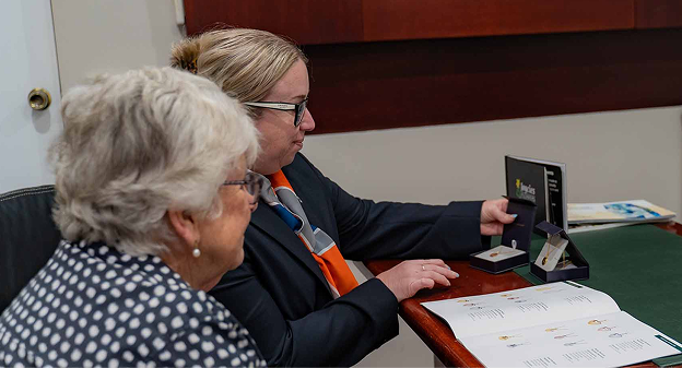 funeral director helping woman plan a funeral